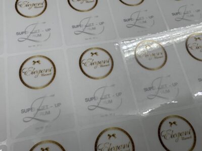 สติ๊กเกอร์ใสรองขาวพิมพ์ฉลากสินค้า