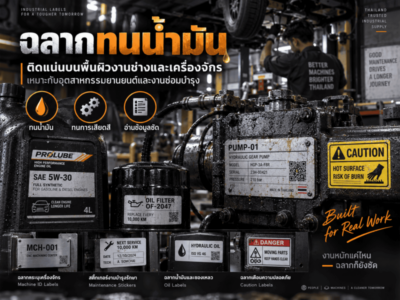ฉลากทนน้ำมัน ติดแน่นบนพื้นผิว