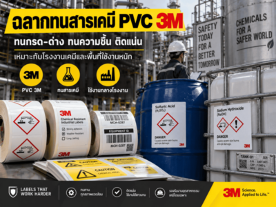 ฉลากทนสารเคมี PVC 3M ทนกรด-ด่าง