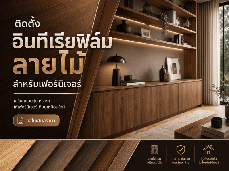 ติดตั้ง อินทีเรียฟิล์ม ลายไม้ สำหรับเฟอร์นิเจอร์