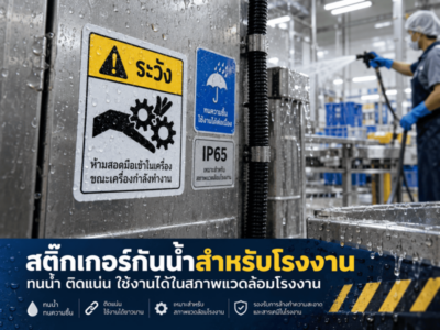 สติ๊กเกอร์กันน้ำสำหรับโรงงาน ทนน้ำ ติดแน่น
