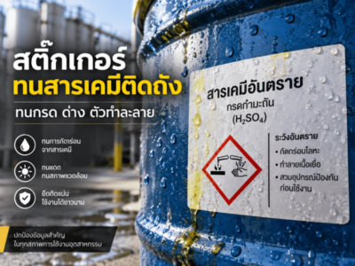 สติ๊กเกอร์ทนสารเคมีติดถัง