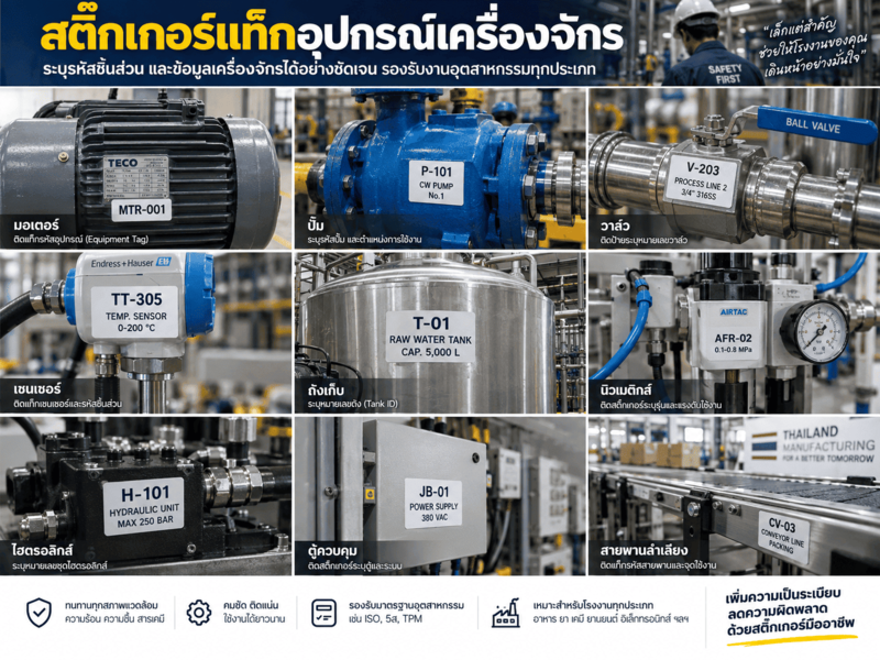 สติ๊กเกอร์แท็กอุปกรณ์เครื่องจักร