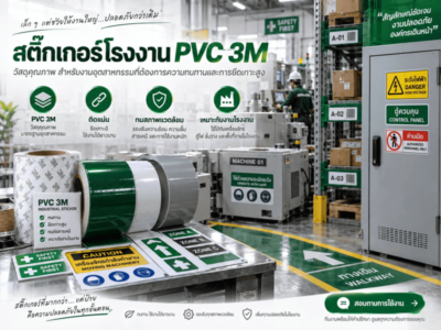 สติ๊กเกอร์โรงงาน PVC 3M วัสดุคุณภาพสูง