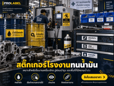 สติ๊กเกอร์โรงงานทนน้ำมัน เหมาะสำหรับโรงงานเครื่องจักร