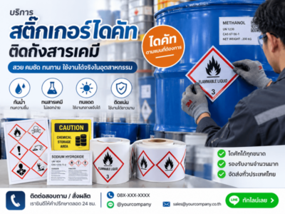 สติ๊กเกอร์ไดคัทติดถังสารเคมี