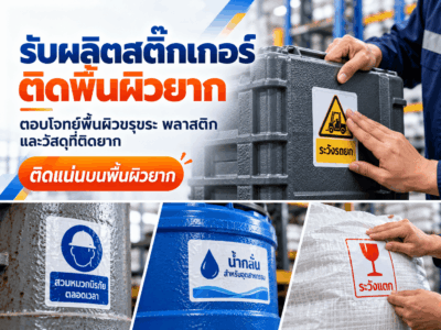รับพิมพ์สติ๊กเกอร์ติดพื้นผิวยาก