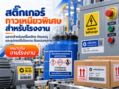 สติ๊กเกอร์กาวเหนียวพิเศษ สำหรับโรงงาน